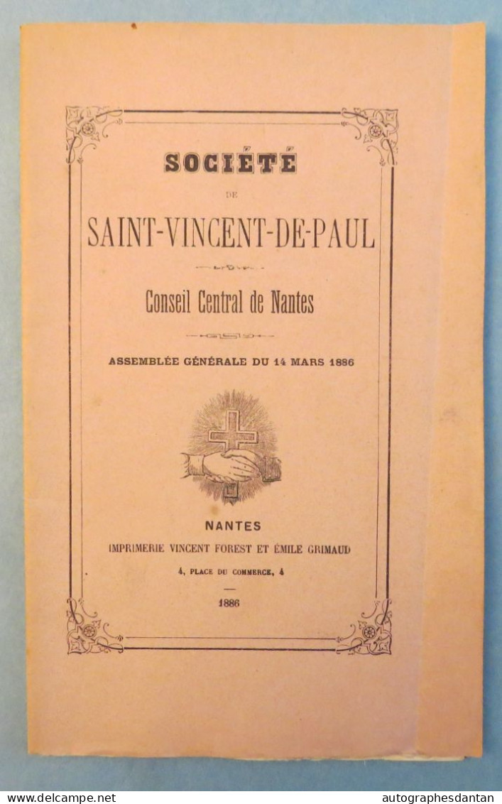 ● 1886 - Société Saint Vincent De Paul - Dédicace Autographe Anthime Ménard Député - NANTES - 1801-1900