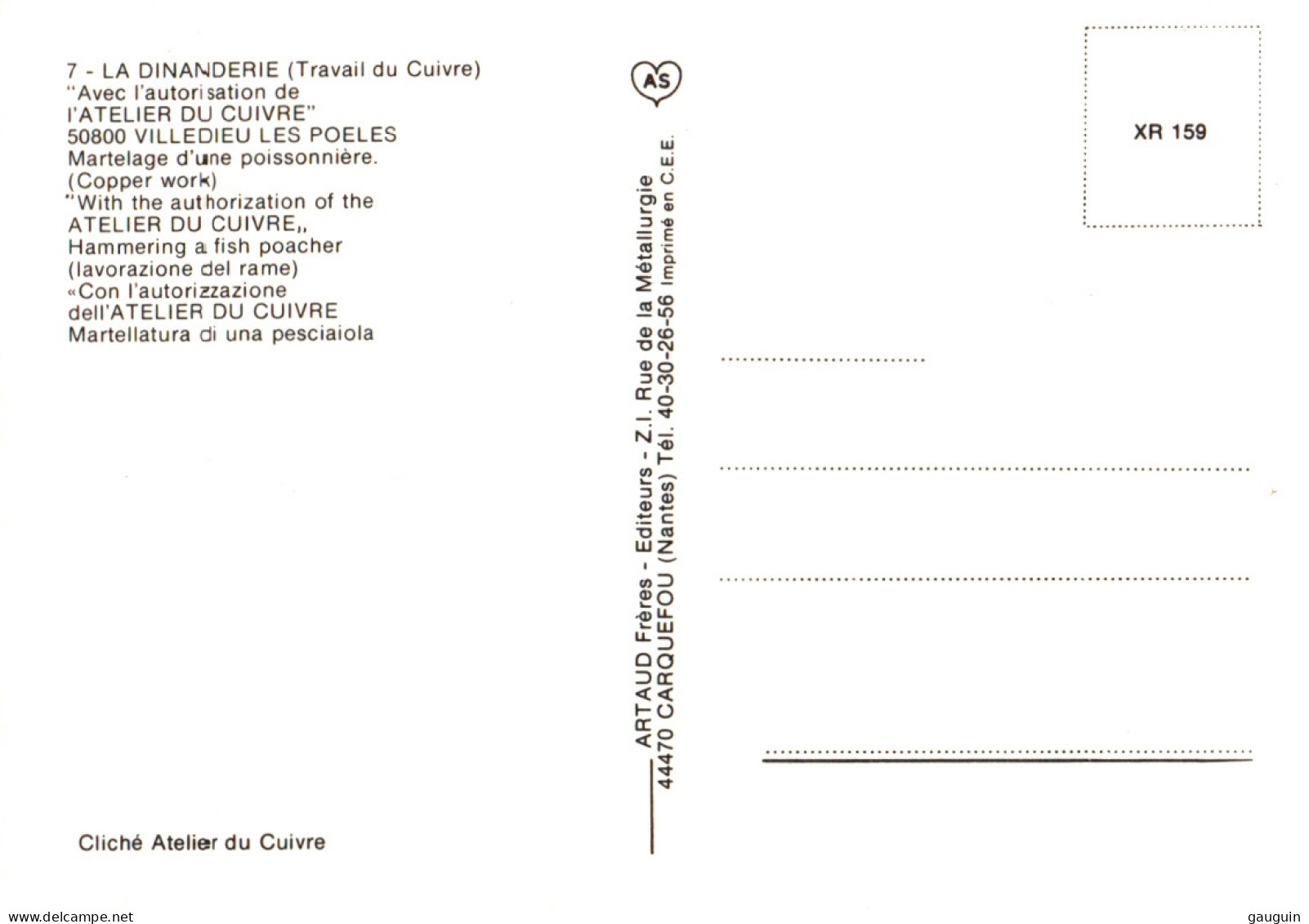 CPM - VILLEDIEU-les-POELES - Atelier Du Cuivre - La Dinanderie Martelage D'une Poissonnière - Edition Artaud - Industry