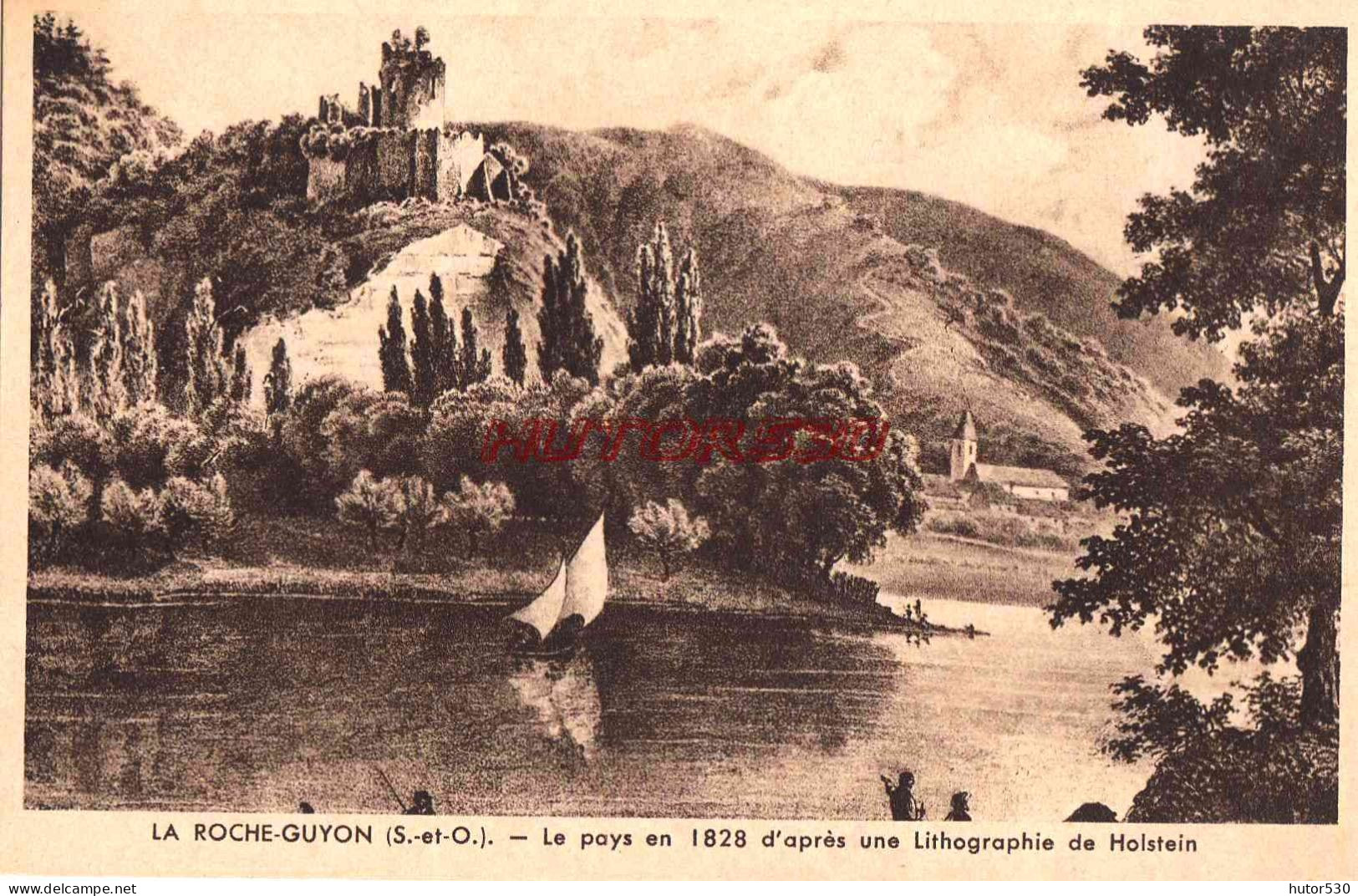 CPA LA ROCHE GUYON - LITHOGRAPHIE DE HOLSTEIN - La Roche Guyon