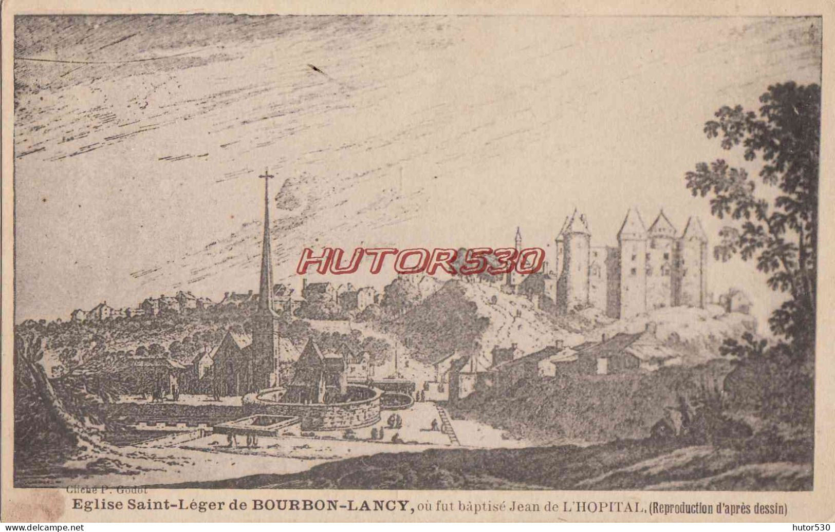 CPA BOURBON LANCY - EGLISE SAINT LEGER - GRAVURE - Other & Unclassified