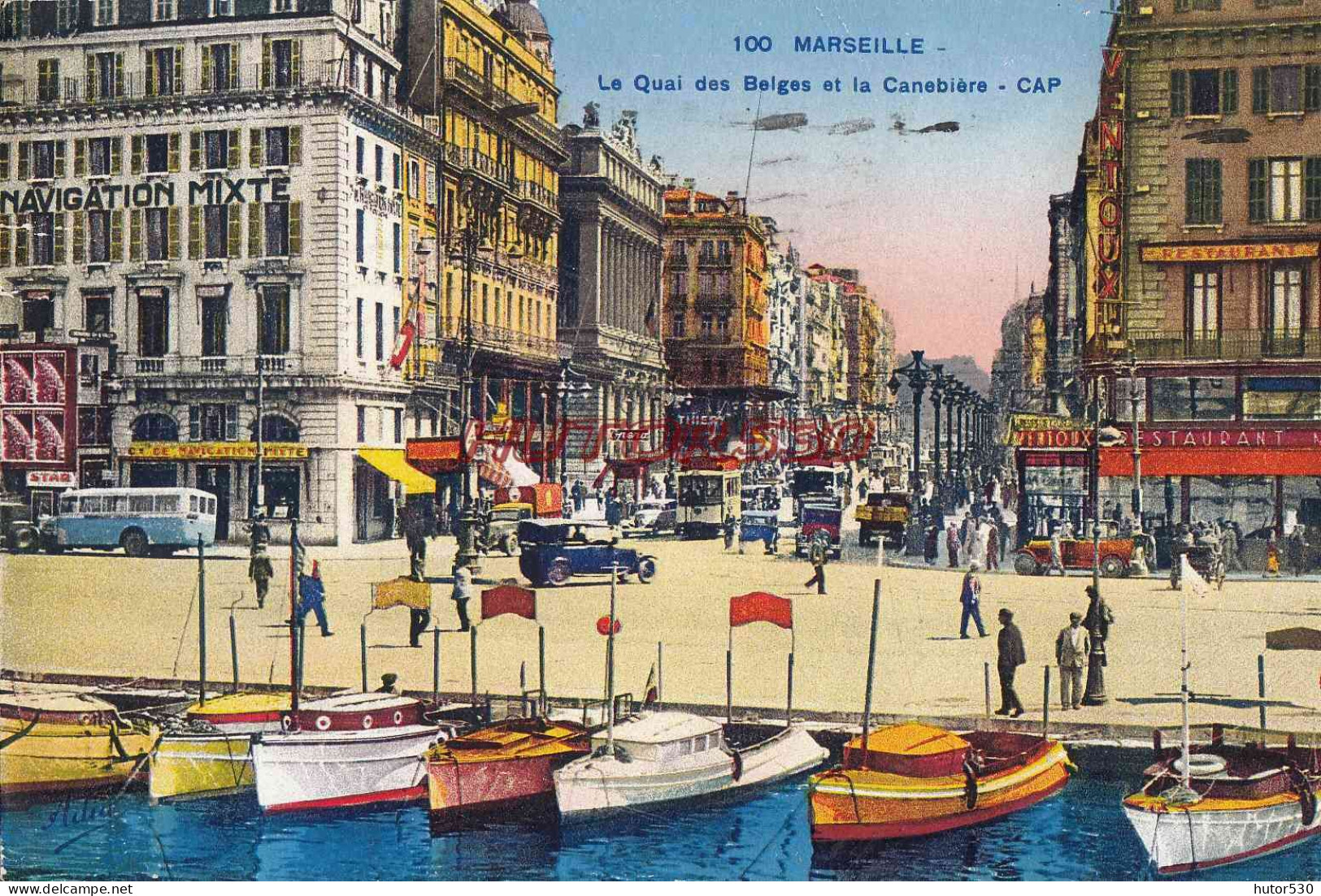 CPA MARSEILLE - LE QUAI DES BELGES ET LA CANEBIERE - Vieux Port, Saint Victor, Le Panier