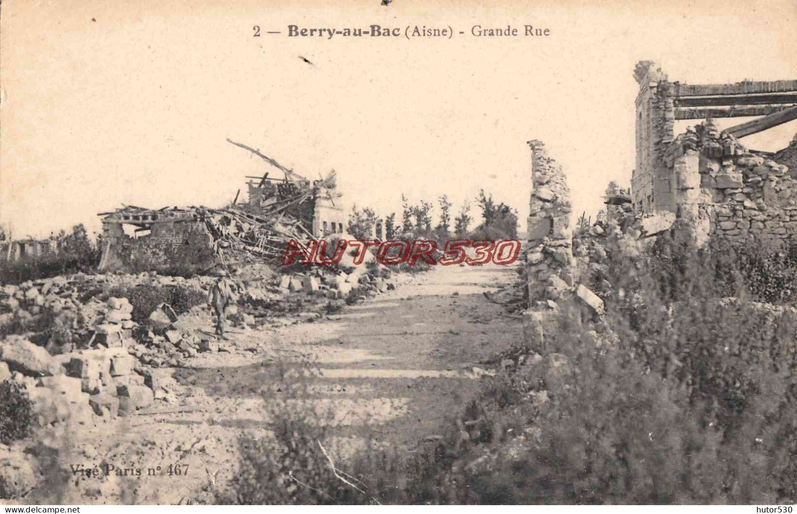 CPA GUERRE 1914-1918 - BERRY AU BAC - GRANDE RUE - Guerra 1914-18