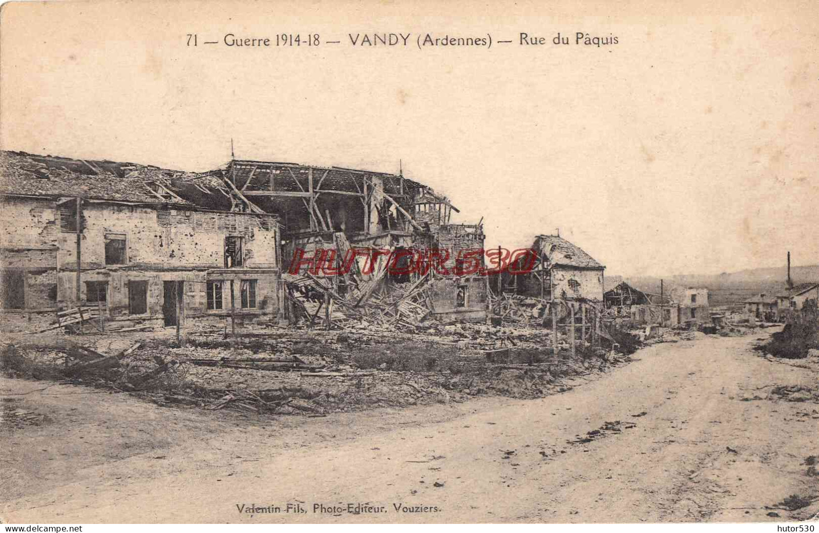 CPA GUERRE 1914-1918 - VANDY - RUE DU PAQUIS - Weltkrieg 1914-18