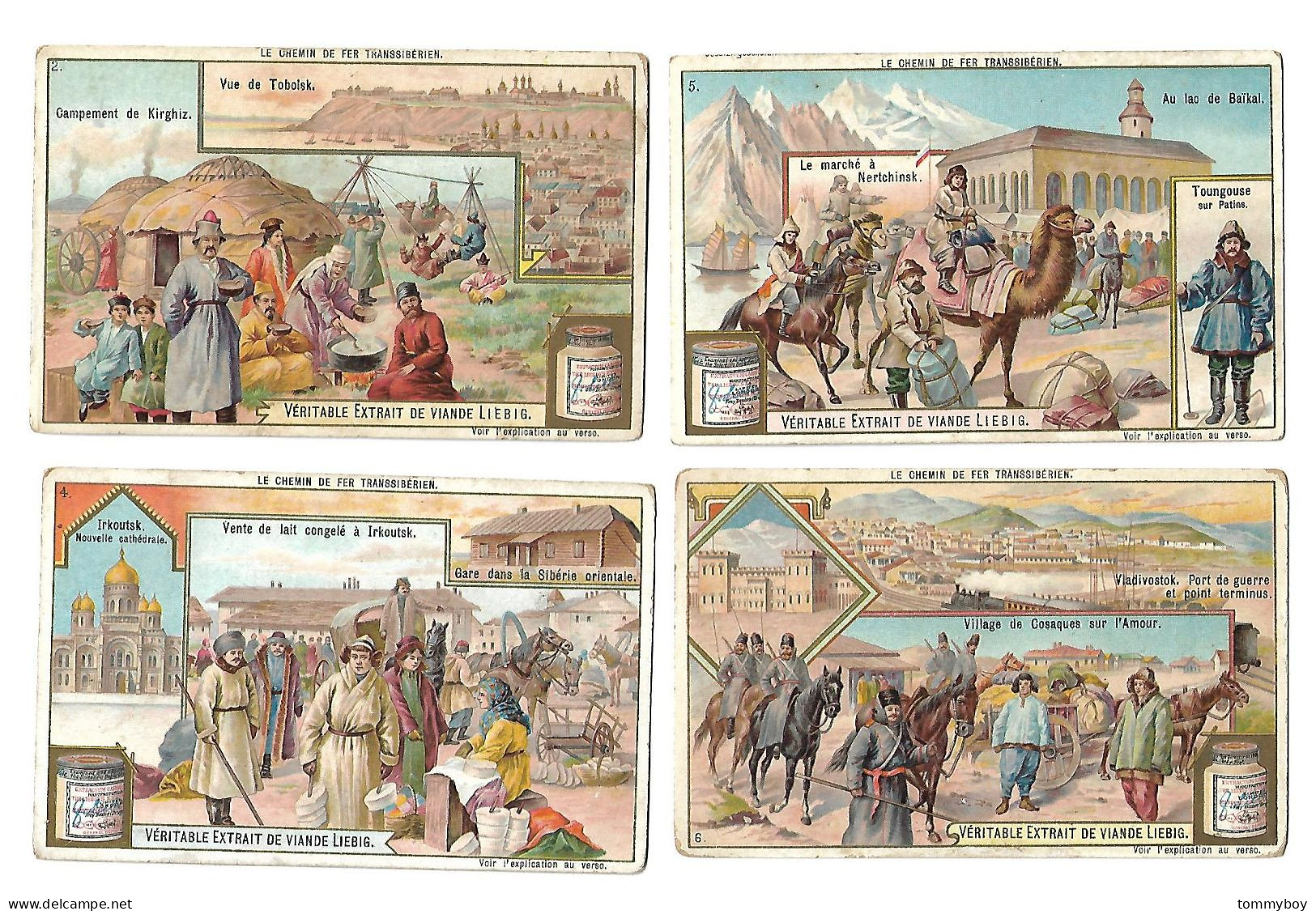 S 775 , Liebig 6 Cards, Le Chemin De Fer Transsibérien (smalle Damage To The Corners + Stains) (ref B21) - Liebig