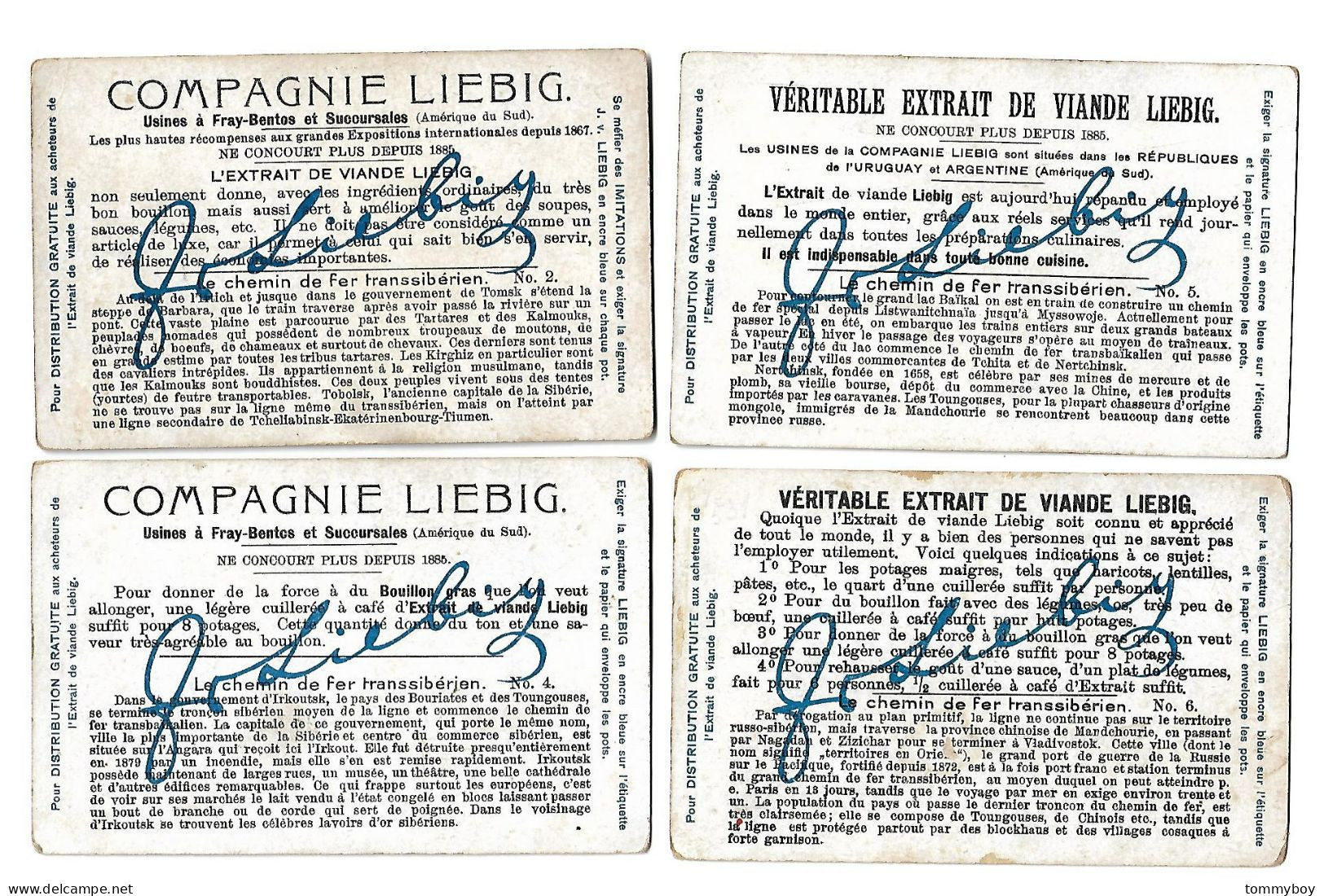 S 775 , Liebig 6 Cards, Le Chemin De Fer Transsibérien (smalle Damage To The Corners + Stains) (ref B21) - Liebig