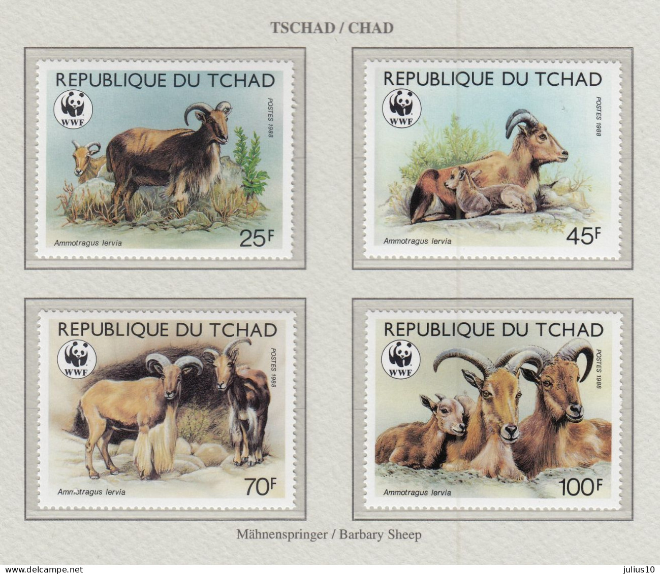 CHAD 1988 WWF Mouflons Animals Mi 1171-1174 MNH(**) Fauna 758 - Unused Stamps