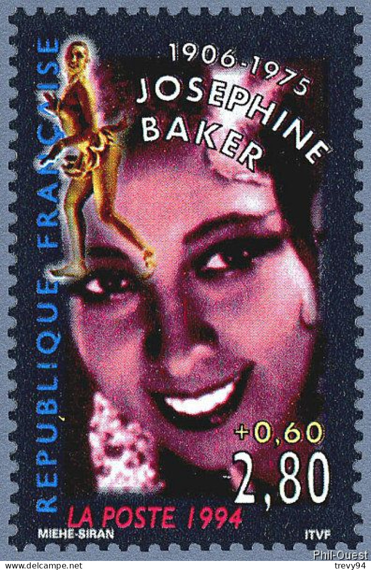 Timbre De 1994 - De La Scène à L'écran Joséphine Baker 1906-1975 - Yvert & Tellier N° 2899 - Unused Stamps