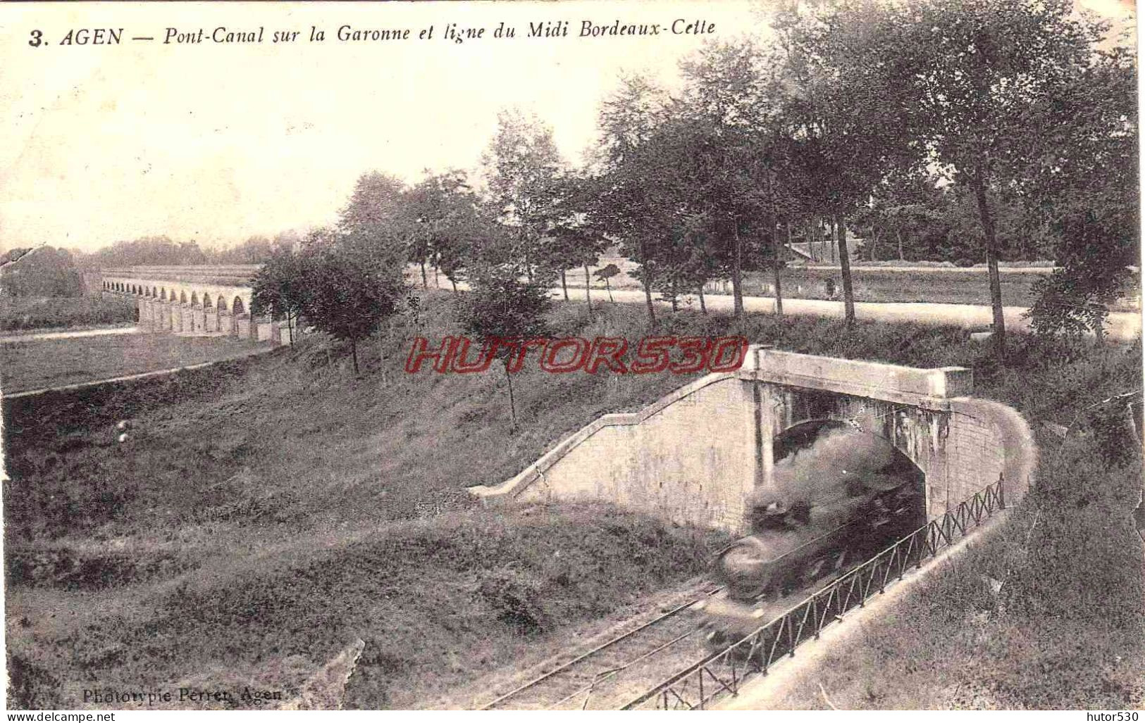 CPA AGEN - PONT CANAL SUR LA GARONNE - TRAIN - Agen