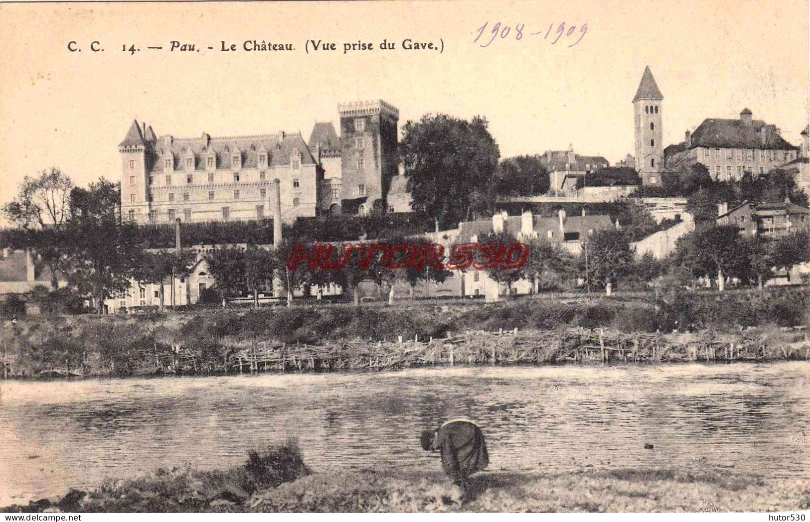 CPA PAU - LE CHATEAU VU DU GAVE - Pau