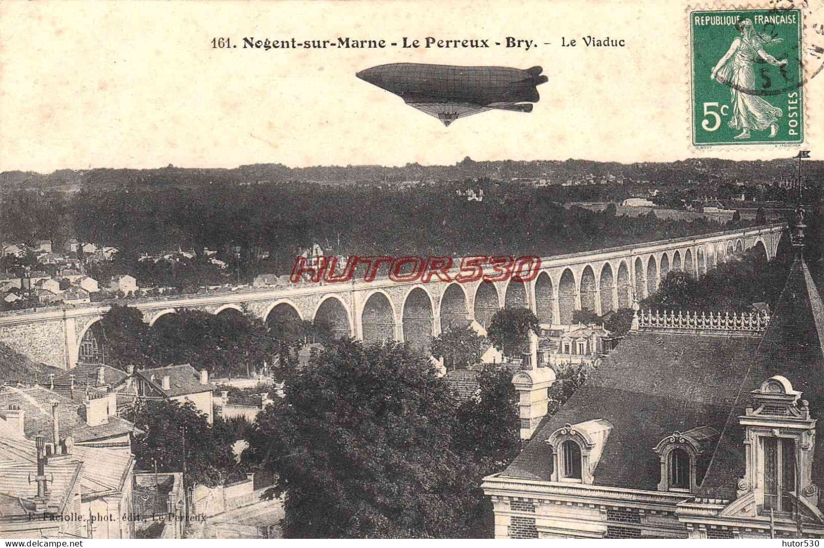 CPA NOGENT SUR MARNE - LE PERREUX - BRY - LE VIADUC (DIRIGEABLE) - Nogent Sur Marne