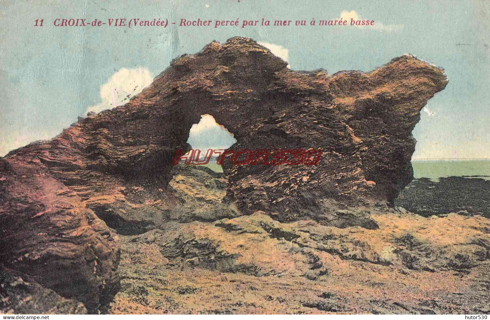 CPA CROIX DE VIE - ROCHER PERCE - Saint Gilles Croix De Vie