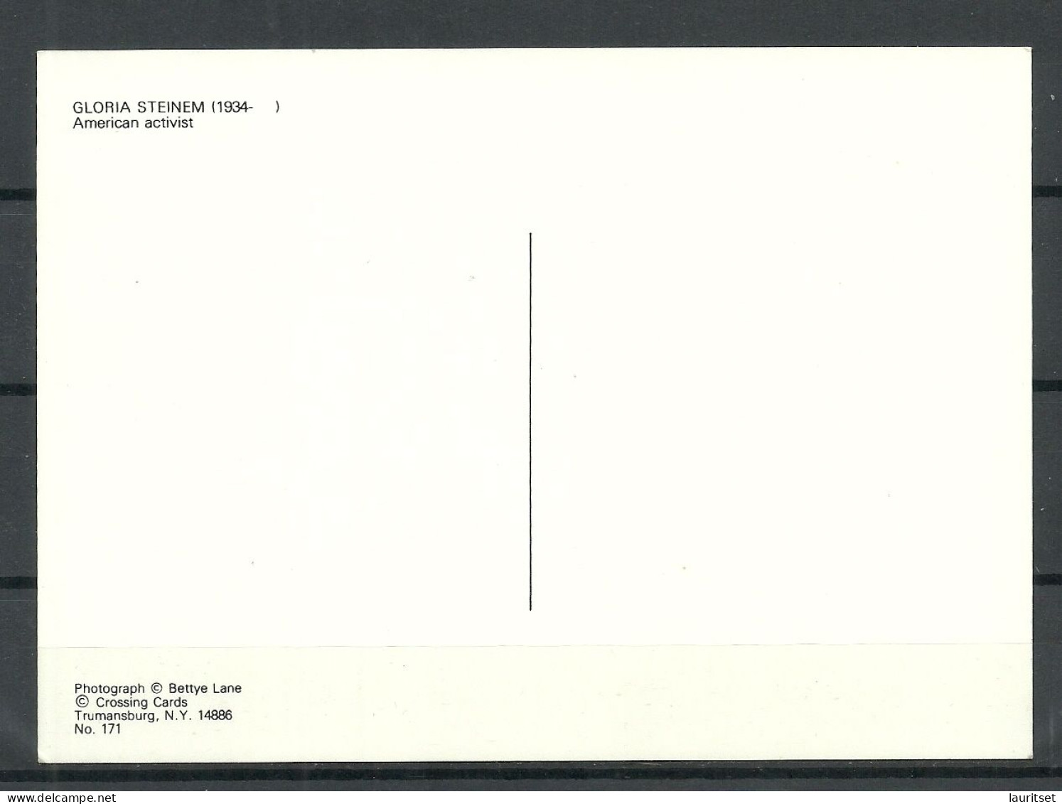 Gloria Steinem American Activist, Post Card, Printed In USA, Unused - Beroemde Vrouwen