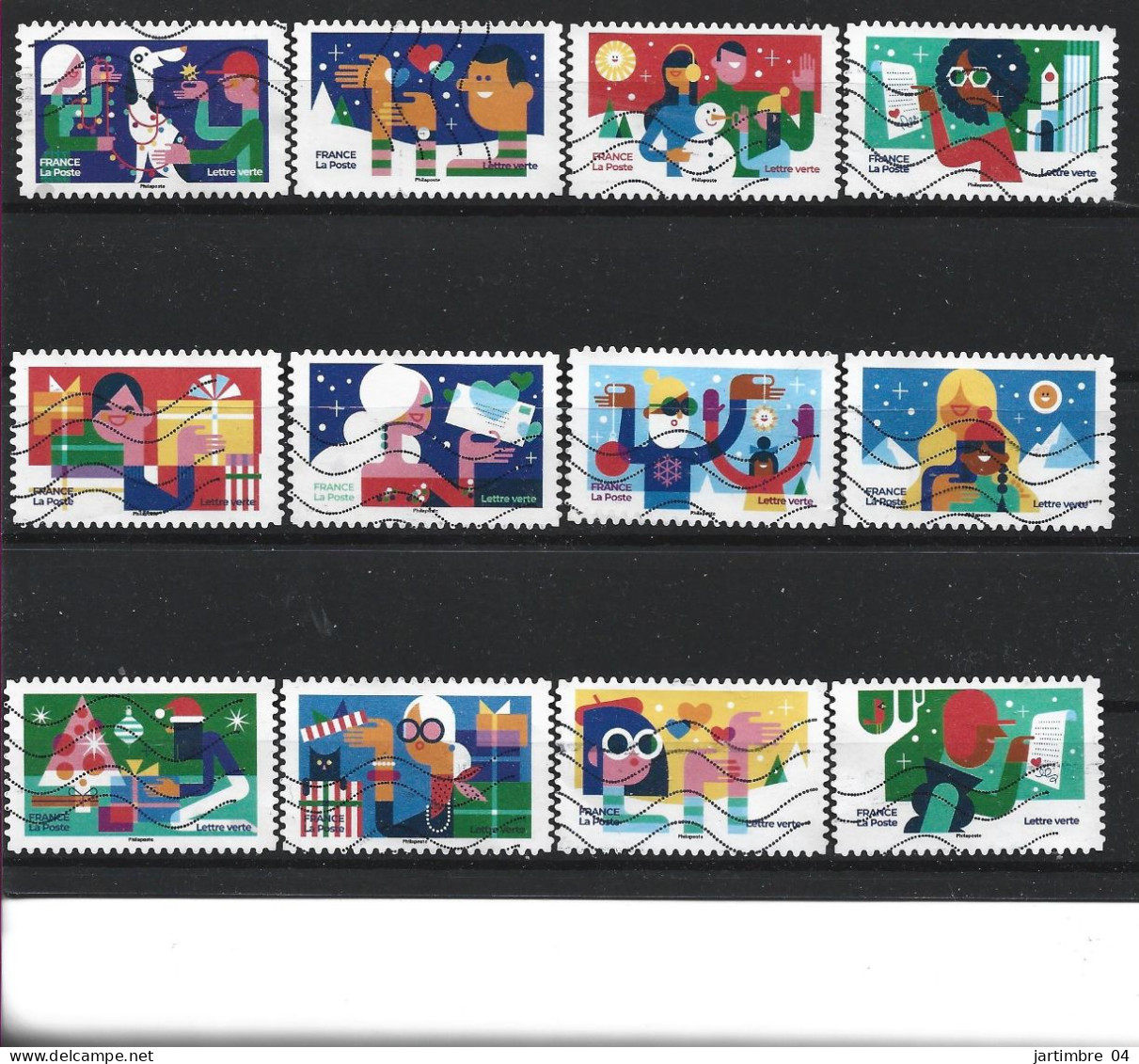 2023 FRANCE Adhésif Oblitérés, Voeux, Noël,  Série Complète - Used Stamps