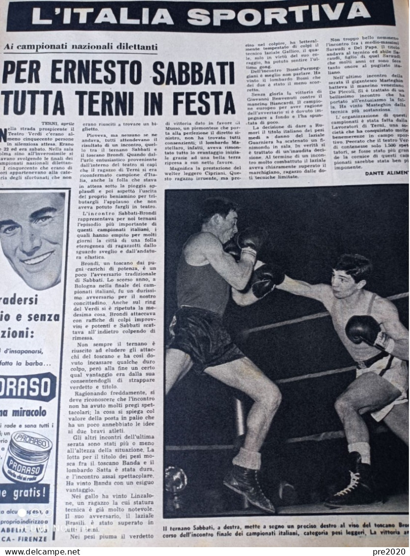 IL CAMPIONE 1958 ERNESTO SABBATI PUGILE TERNI MISTRETTA TERRACINA MARGHERA GESSATE CATANIA - Autres & Non Classés