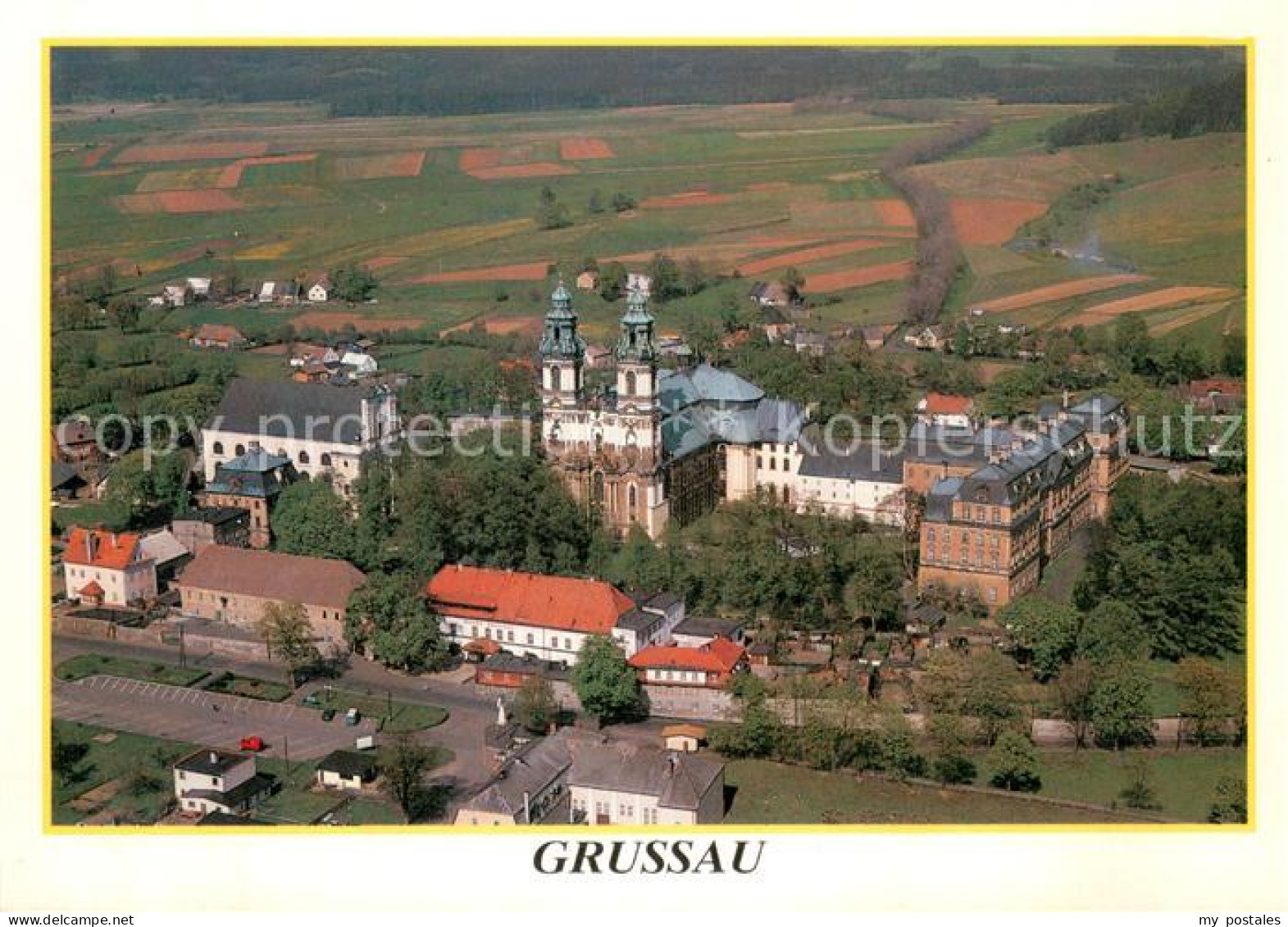 73646244 Gruessau Krzeszow Kloster Fliegeraufnahme  - Polen