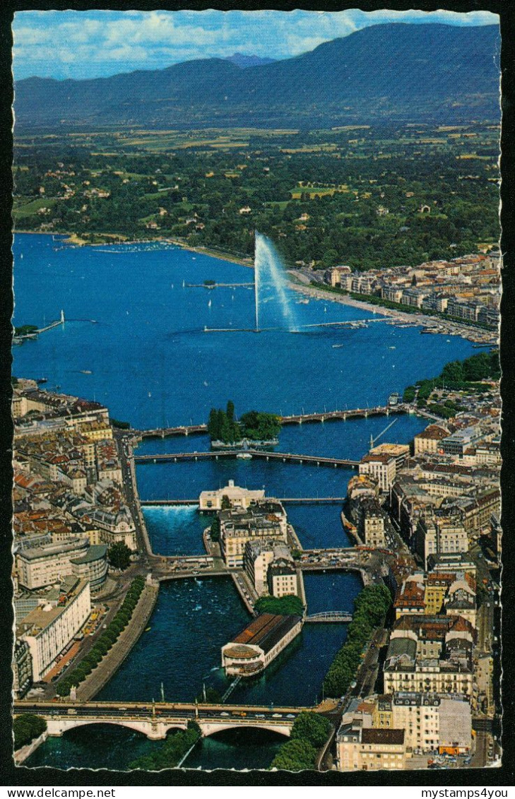 Ak Switzerland, Geneva | Panorama. Aerial View (1972 Geneva > Denmark) #ans-2022 - Genève