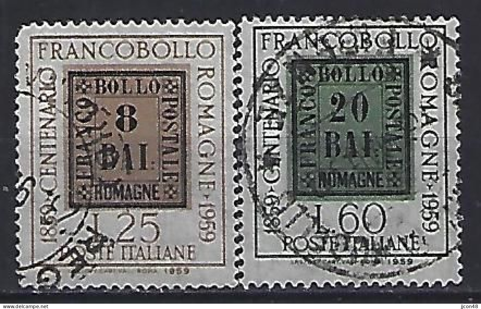 Italy 1959  100 Jahre Briefmarken Von Romagna (o) Mi.1053-1054 - 1946-60: Oblitérés