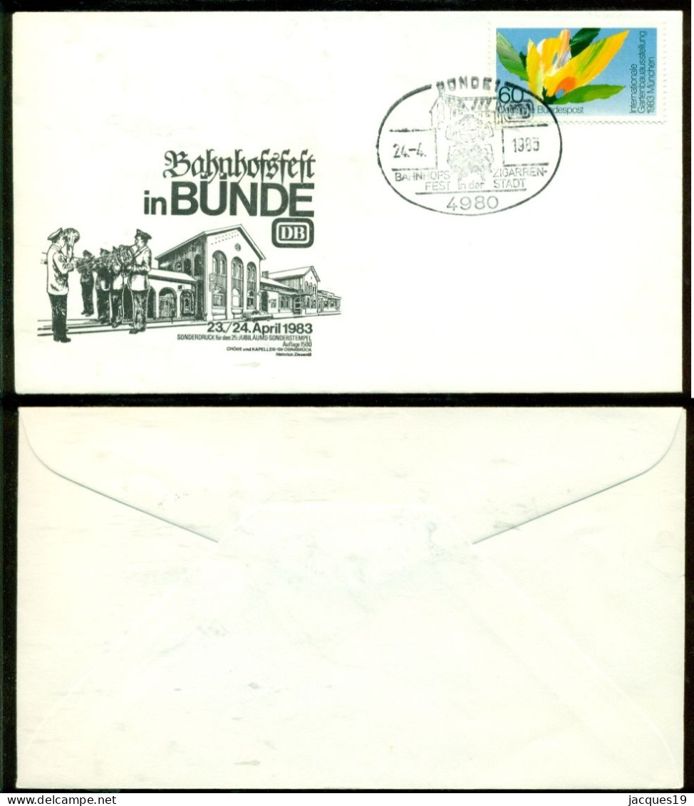 Deutsche Bundespost 1983 Spezial Umschlag Bahnhofsfest In Bunde Ohne Adresse - Brieven En Documenten