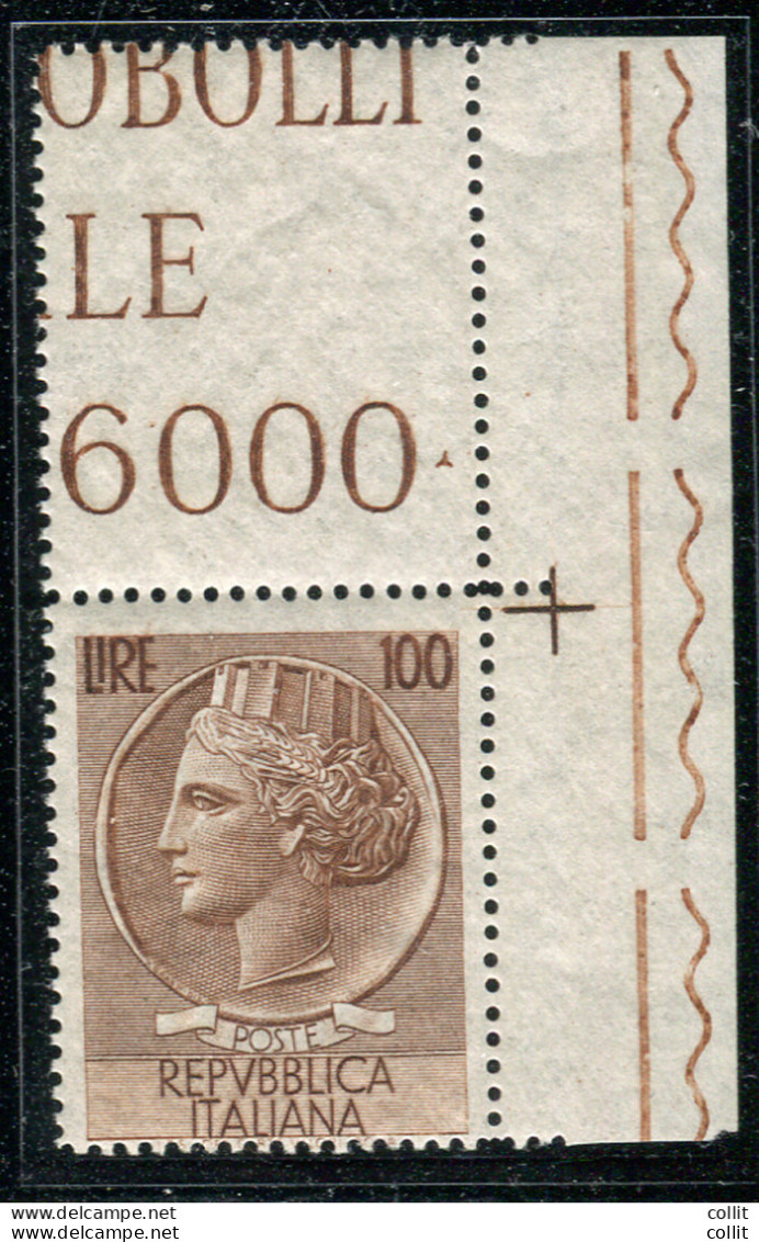 Siracusana Lire 100 Stelle II Dent. 13,1/4 Filigrana Poco Visibile - Variétés Et Curiosités