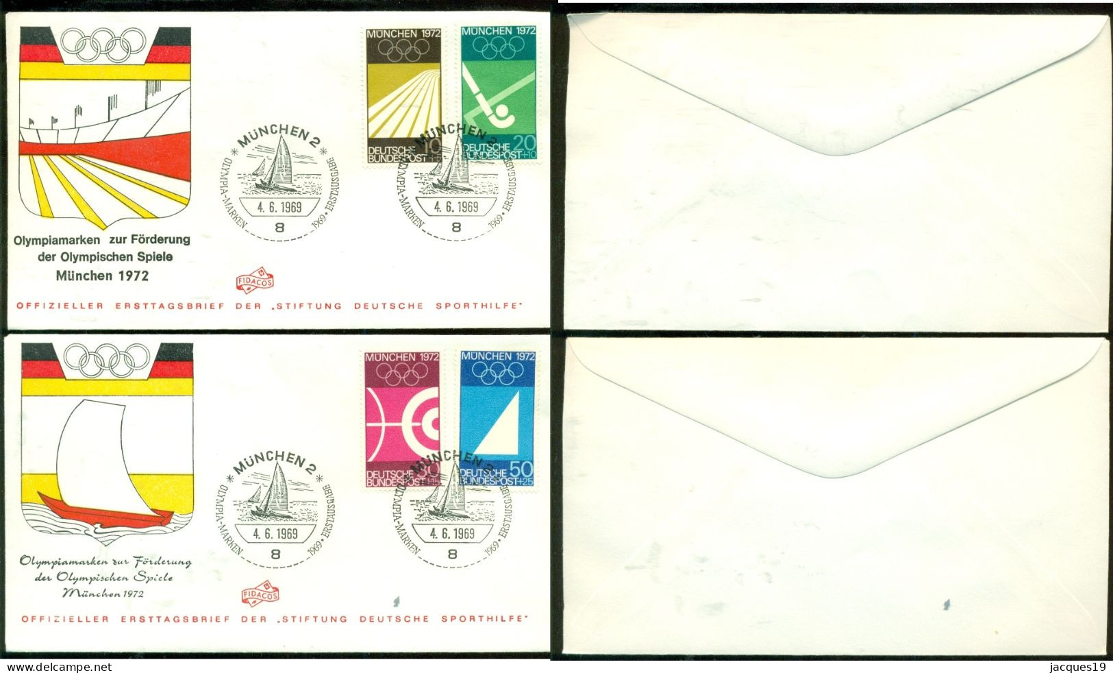 Deutsche Bundespost 1972 FDC's (2) Olympische Spiele München Ohne Adresse - Altri & Non Classificati