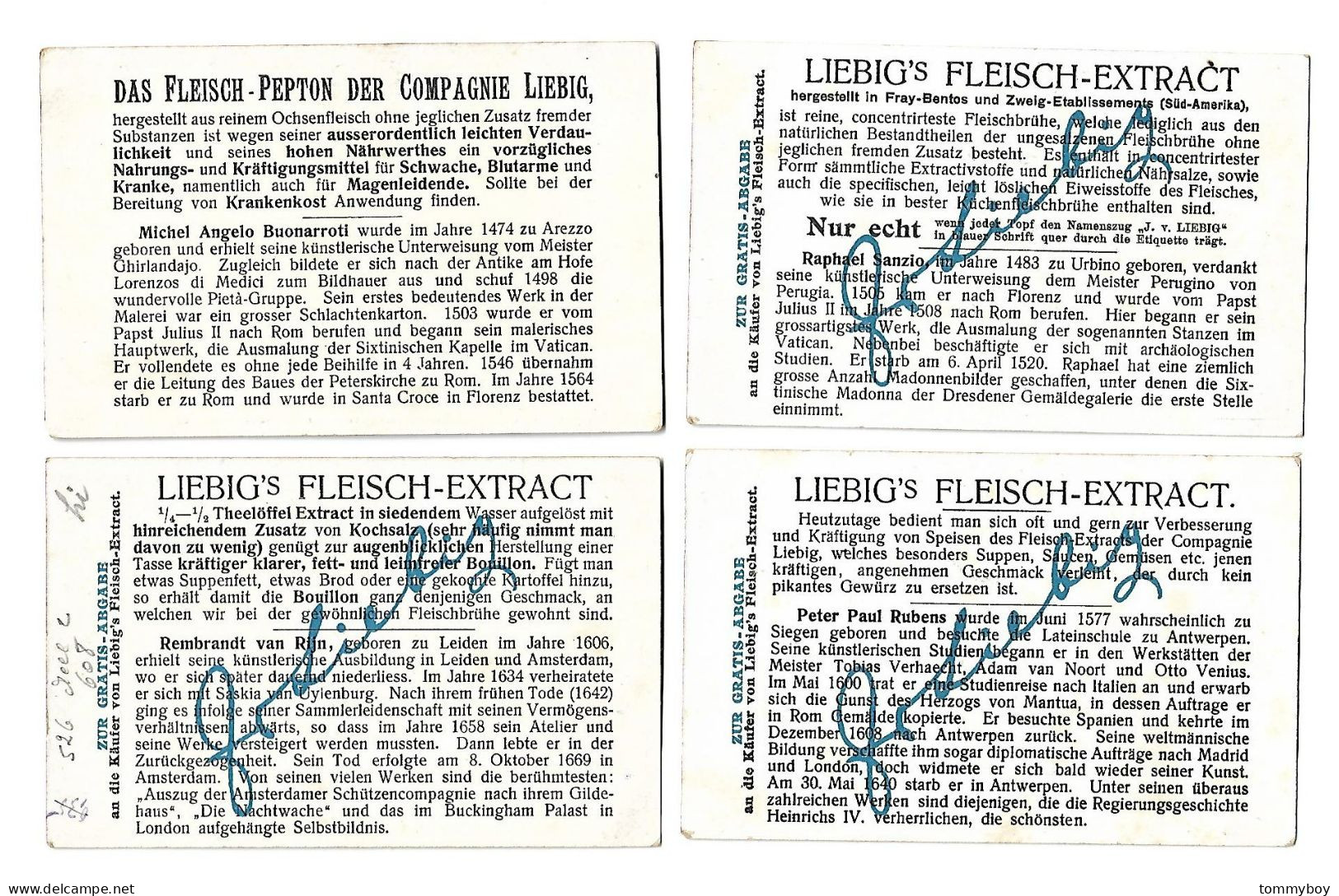 S 771 , Liebig 6 Cards,  Aus Dem Leben Beruehmter Maler (German) (ref B21) - Liebig