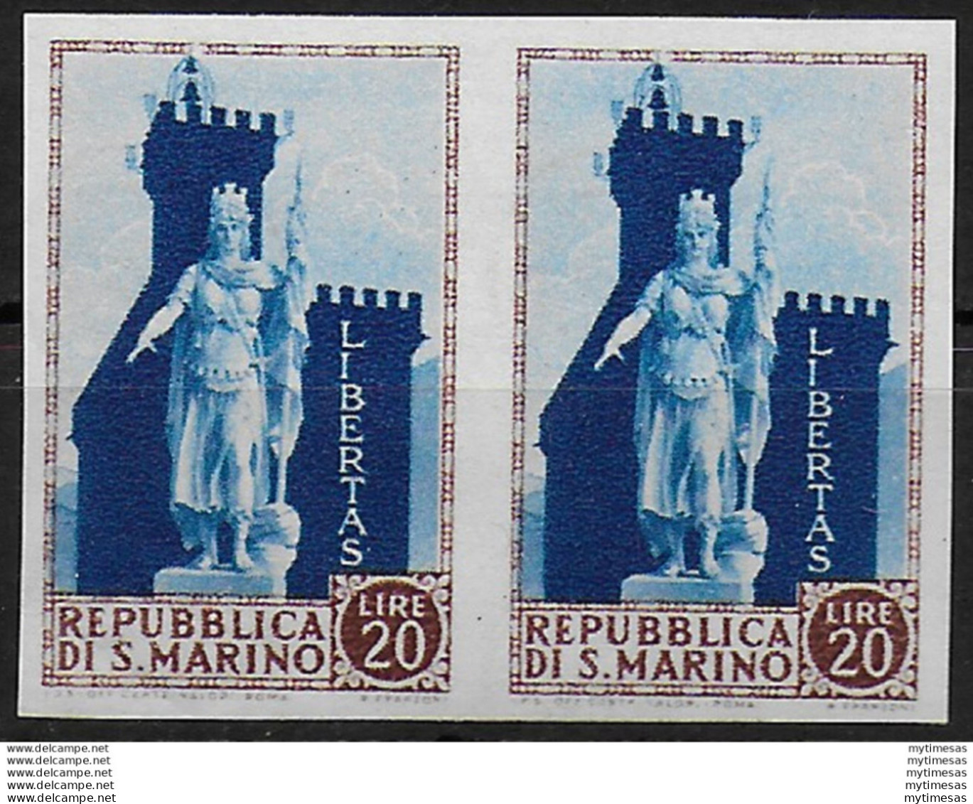 1954 San Marino Statua Della Libertà Cp. Nd MNH Sass. N. 420a - Andere & Zonder Classificatie