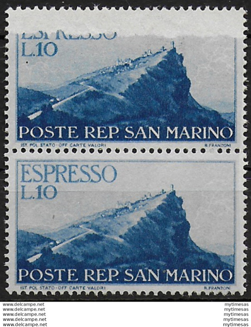 1945-46 San Marino L. 10 Stampa Evanescente MNH Sass. N. Exp 10a - Altri & Non Classificati