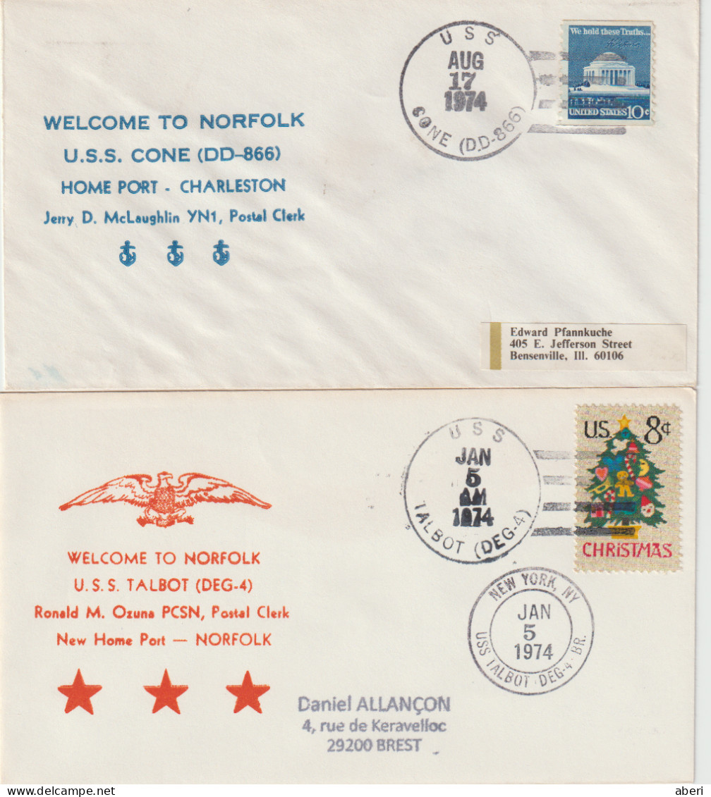 16025  WELCOME TO NORFOLK - 6 Enveloppes US NAVY - Correo Naval