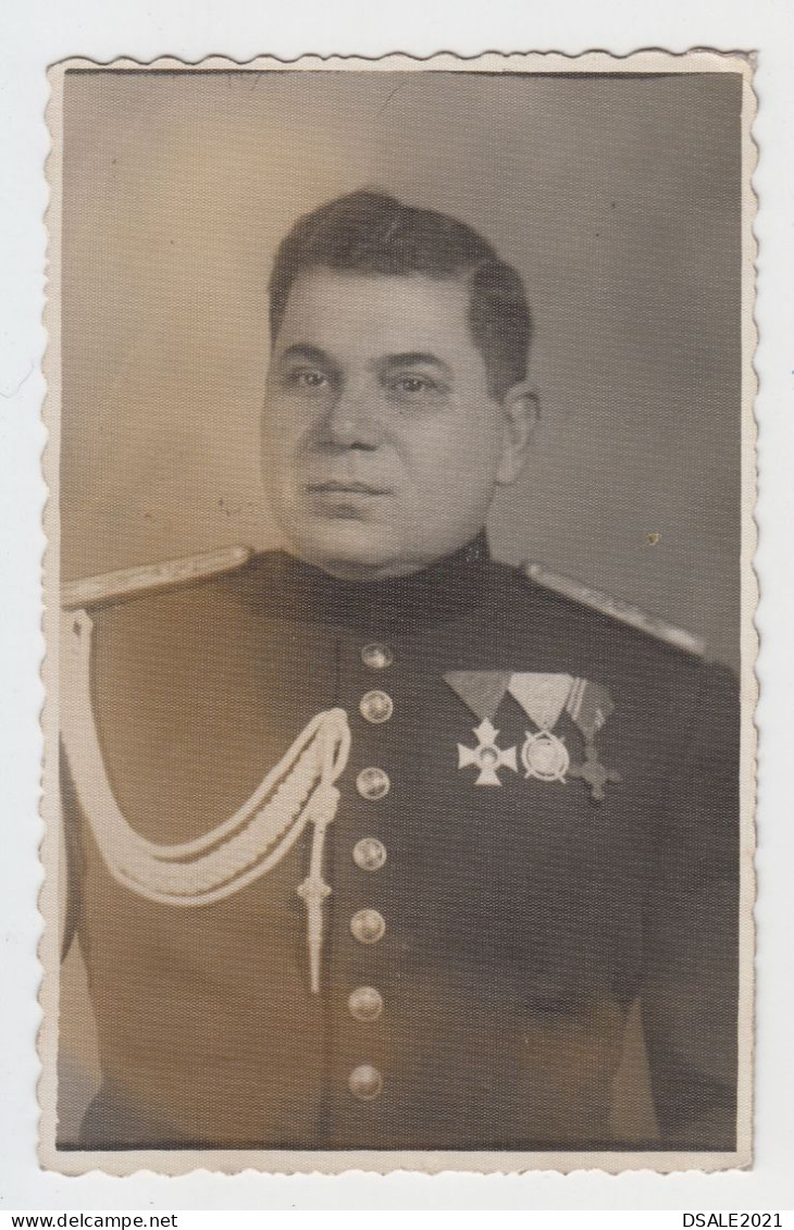 Ww2 Bulgaria Bulgarian Military Officer With Uniform And Orders, Medals, Portrait, Vintage Orig Photo 8.7x13.5cm. (6499) - Krieg, Militär