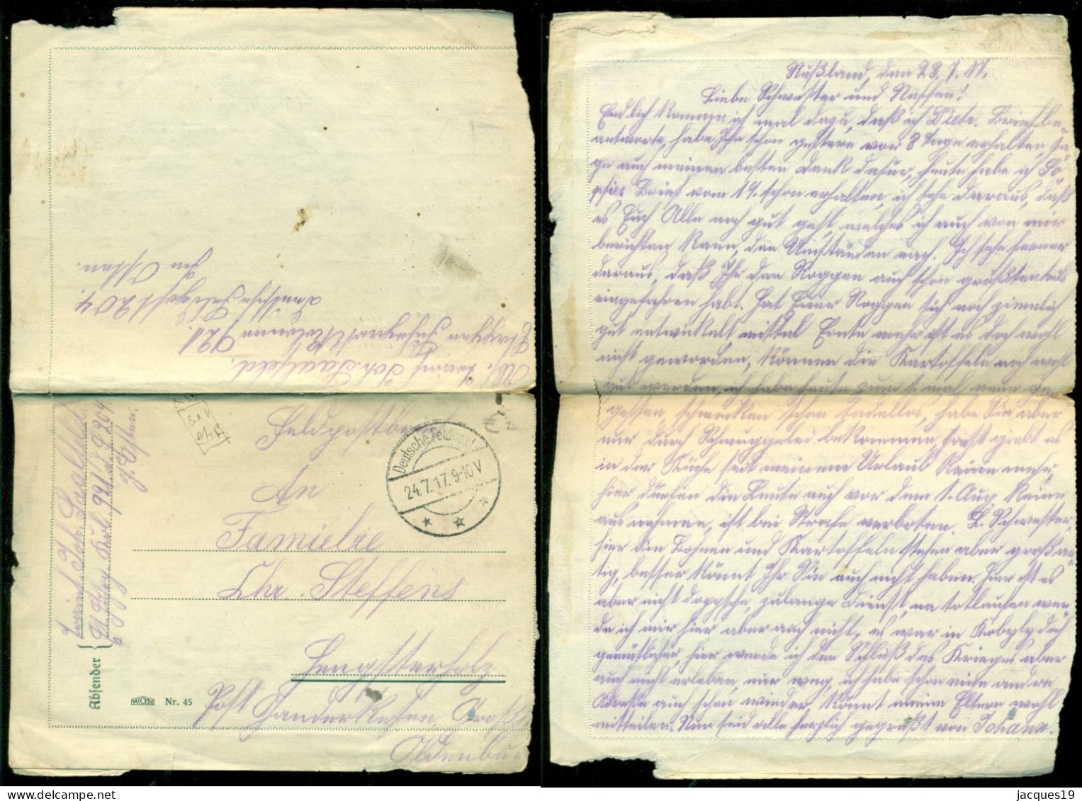 Deutsches Reich 4 Poststücke Feldpost 1914-1917 Ersten Weltkrieg - Cartas & Documentos