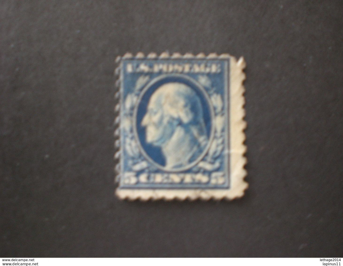 UNITED STATE EE.UU ÉTATS-UNIS US USA 1914 5c Washington Deep Blue PERF. 9 Watermarked 191 - Oblitérés