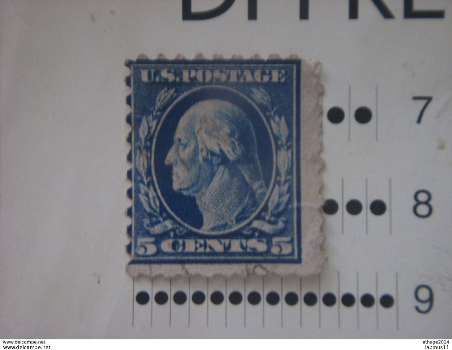 UNITED STATE EE.UU ÉTATS-UNIS US USA 1914 5c Washington Deep Blue PERF. 9 Watermarked 191 - Gebraucht