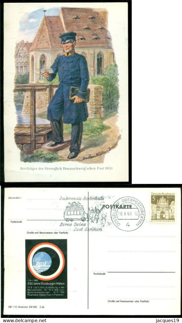 Deutsche Bundespost 15 Postkarte Briefträger, Postilione und Postmeister 1966-1967