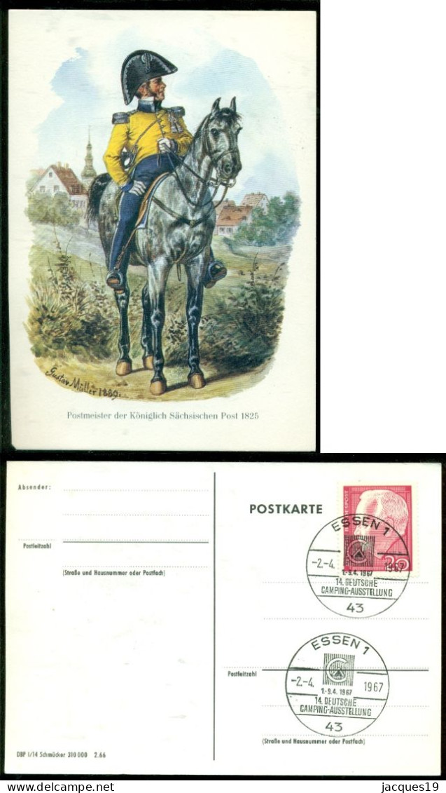 Deutsche Bundespost 15 Postkarte Briefträger, Postilione und Postmeister 1966-1967