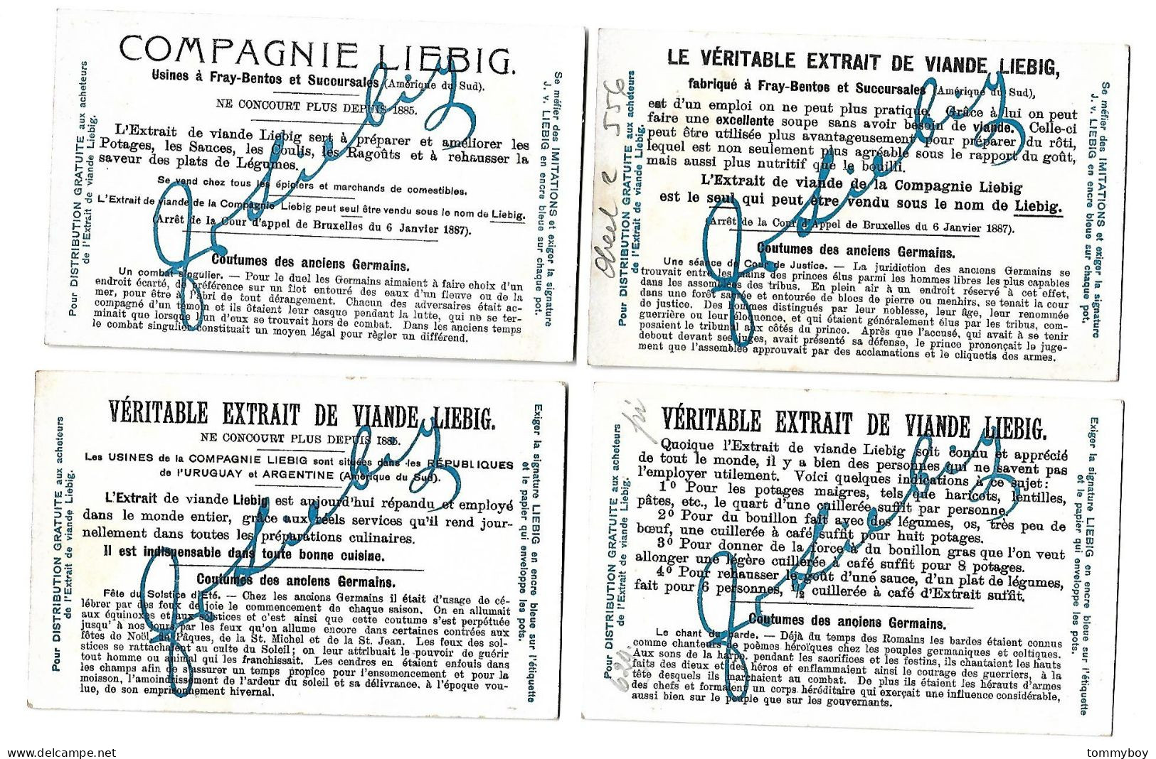 S 768 , Liebig 6 Cards, Coutumes Des Anciens Germains  (ref B21) - Liebig