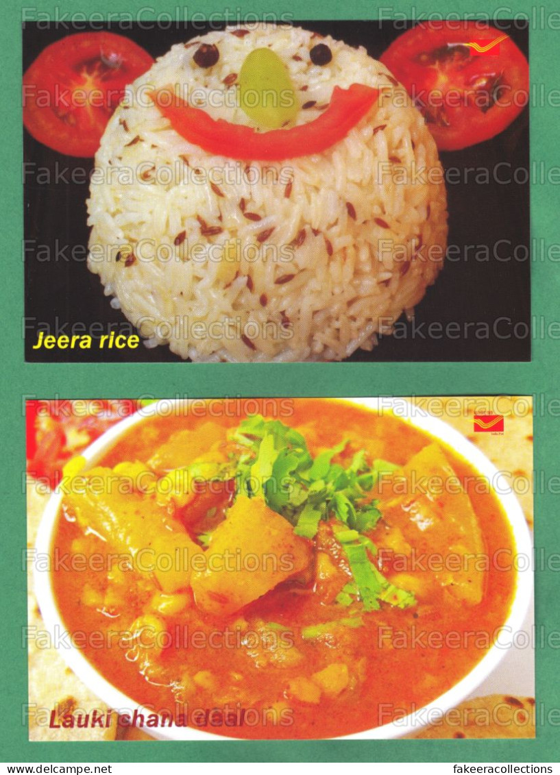 INDIA 2023 Inde Indien - INDIAN CUISINES Picture Post Card - Jeera Rice & Lauki Chana Daal - Postcards, Food, Postcard - Recipes (cooking)