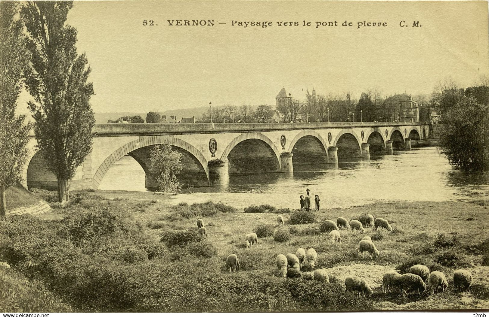 CPA VERNON (Eure). Paysage Vers Le Pont De Pierre (n° 52) - Vernon