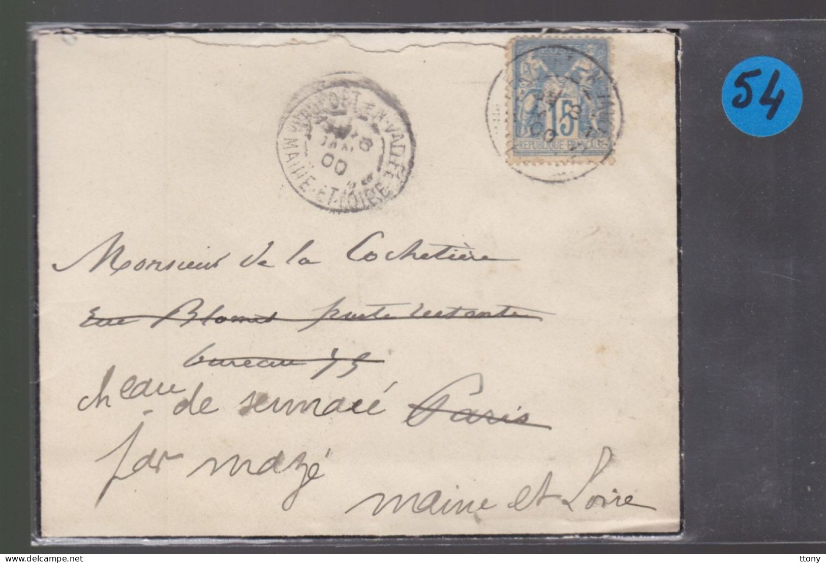 Un Timbre  15 C Type Sage   Sur Enveloppe  ( S.C )   Départ Alger 1900   Destination Maine Et Loire - 1849-1876: Klassik