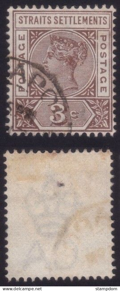 STRAITS SETTLEMENTS 1892 3c Sc#85 - USED @N531 - Straits Settlements