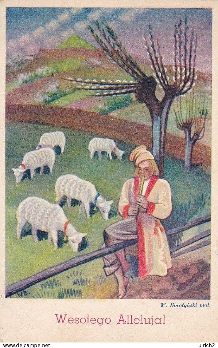 AK Wesołego Alleluja - Flötenspieler Und Schafe - Feldpost 1940 (69086) - Easter
