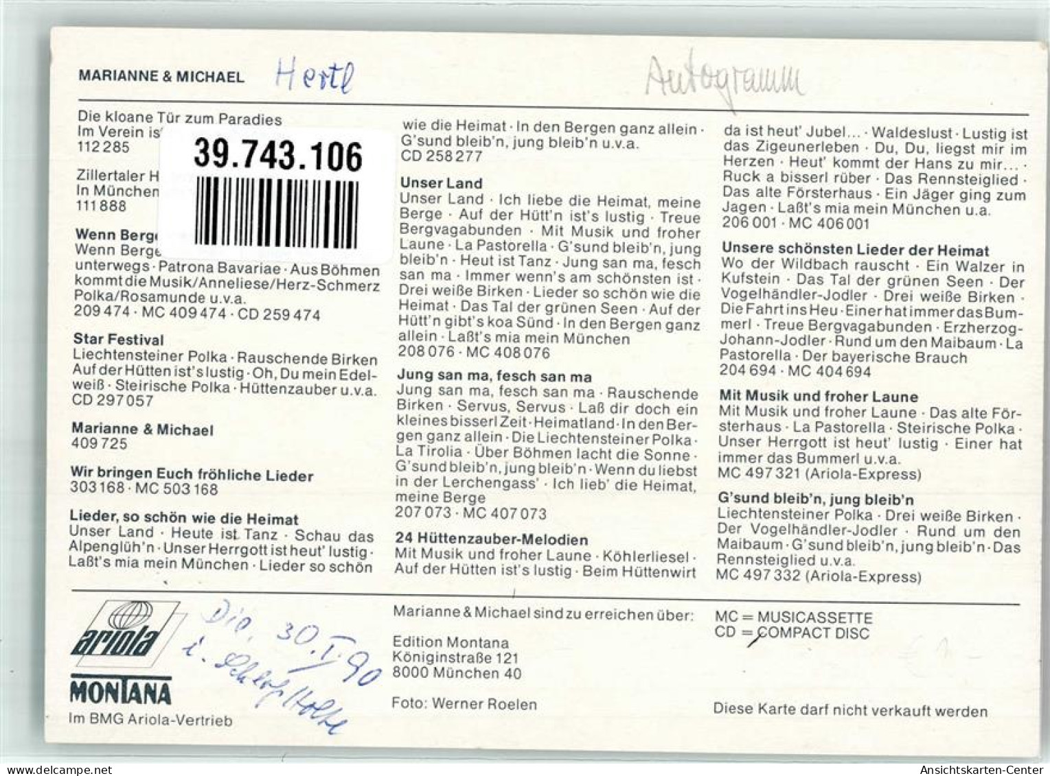 39743106 - Marianne Und Michael Original Autogramm - Sänger Und Musikanten