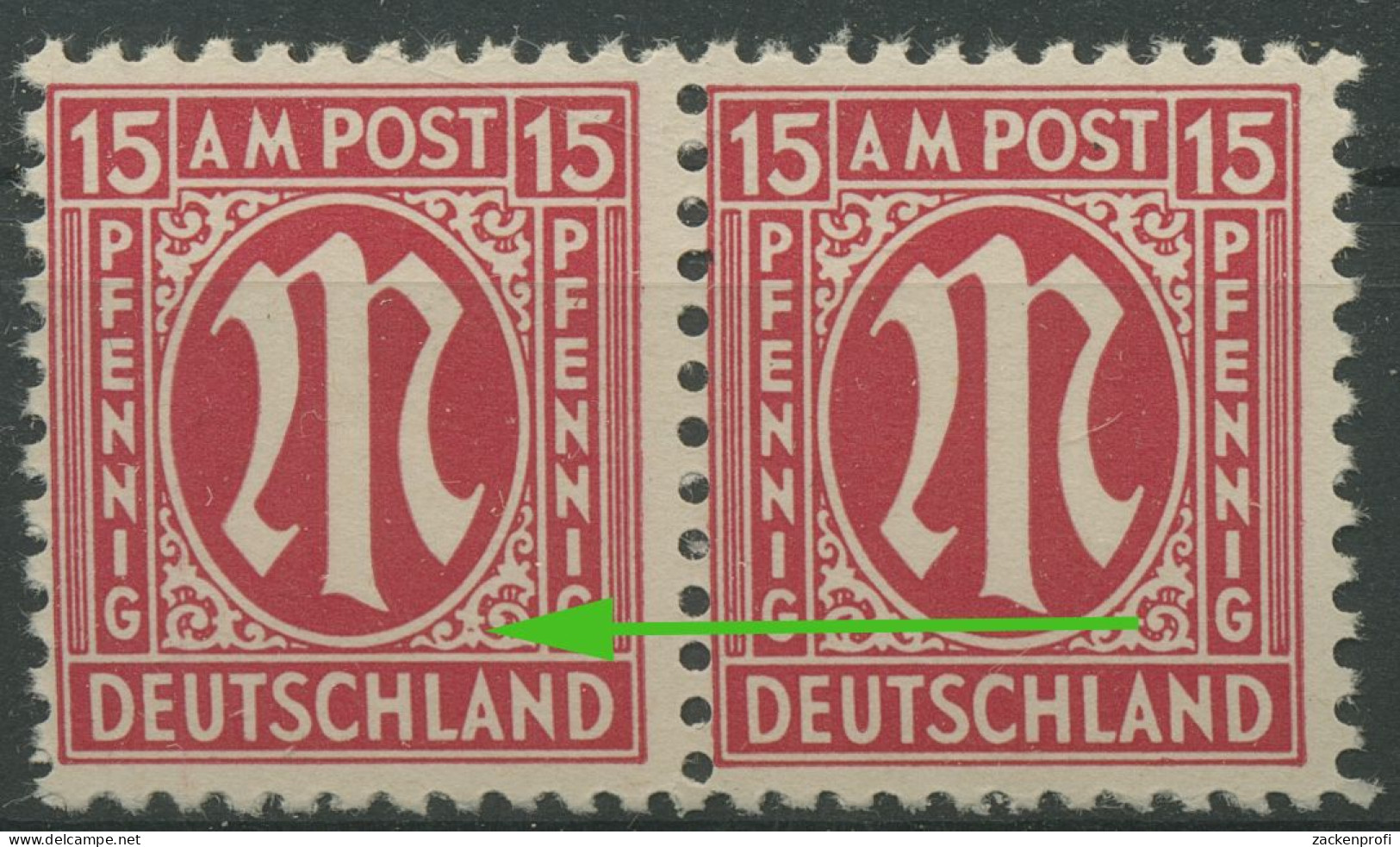 Bizone 1945 Am. Druck Mit Plattenfehler 8x F 27, Papier X Postfrisch (R7536) - Mint