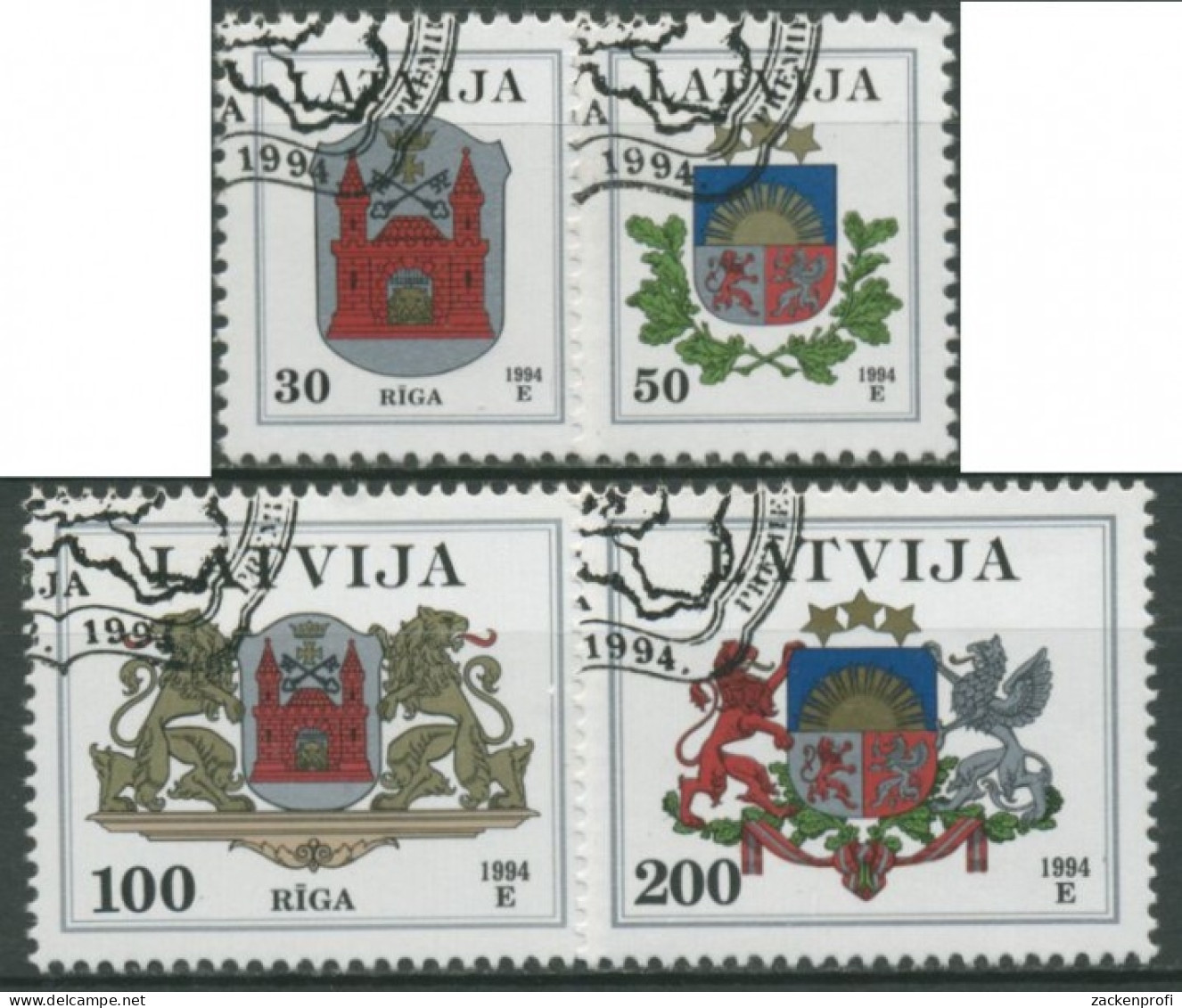Lettland 1994 Freimarken Wappen 389/92 Gestempelt - Lettonie