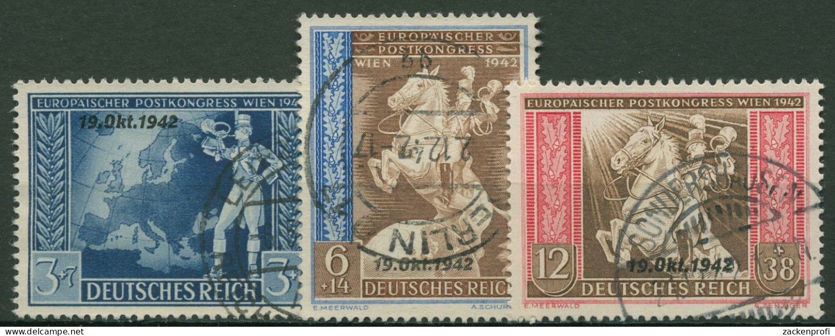 Deutsches Reich 1942 Postkongress Mit Aufdruck 823/25 Gestempelt - Oblitérés
