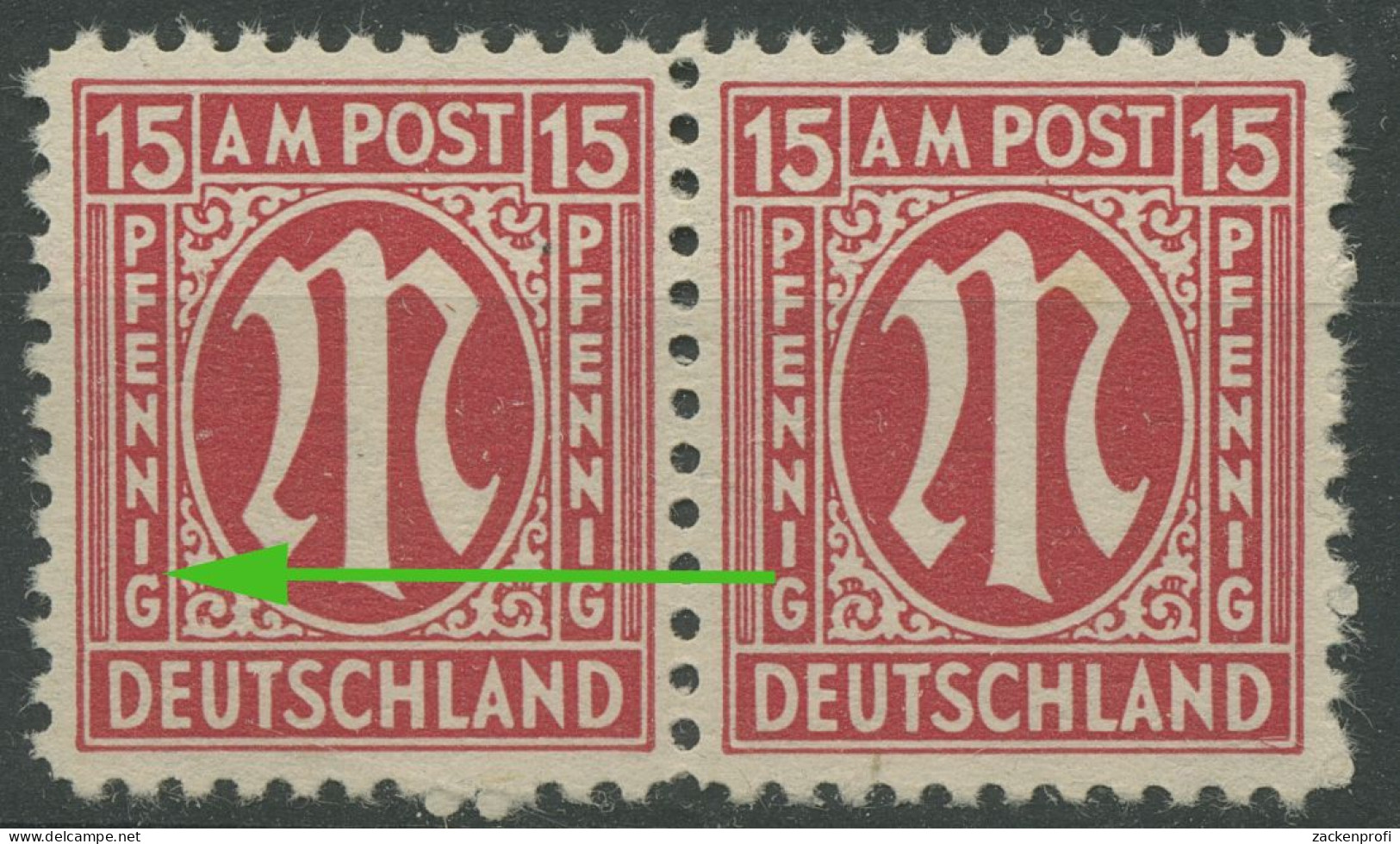 Bizone 1945 Am. Druck Mit Plattenfehler 8z F 85, Papier Z Postfrisch (R7551) - Mint