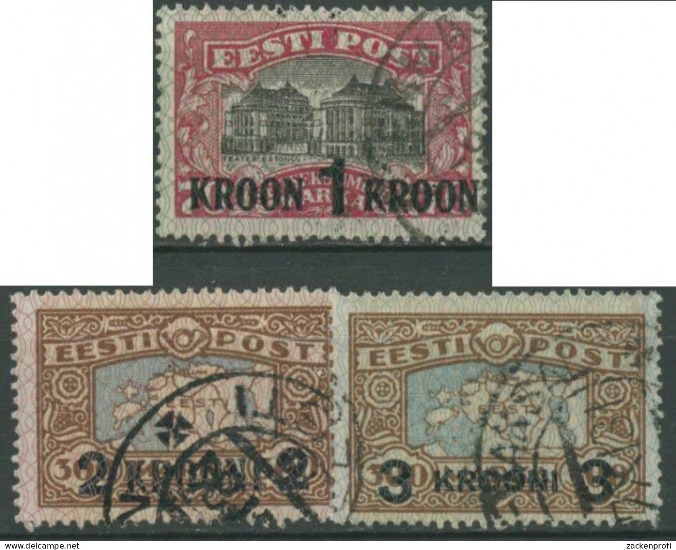 Estland 1930 Freimarken MiNr. 54+56 Mit Aufdruck 87/89 Gestempelt - Estonie
