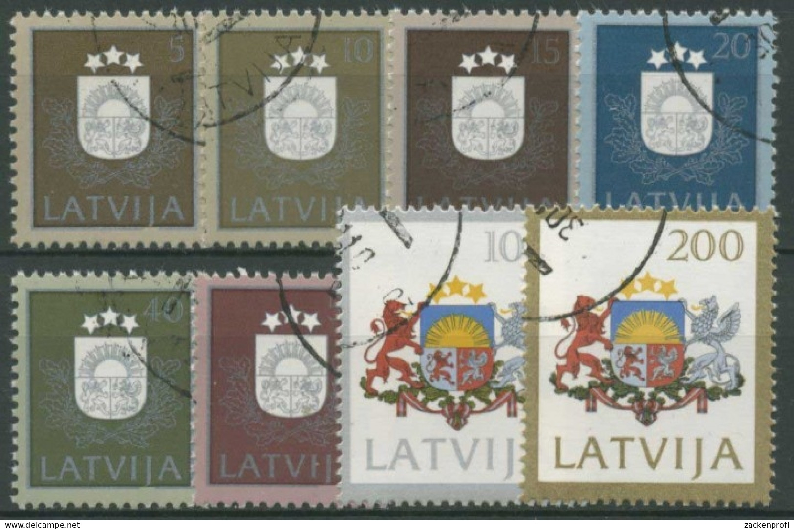 Lettland 1991 Freimarken Staatswappen 305/12 Gestempelt - Lettland