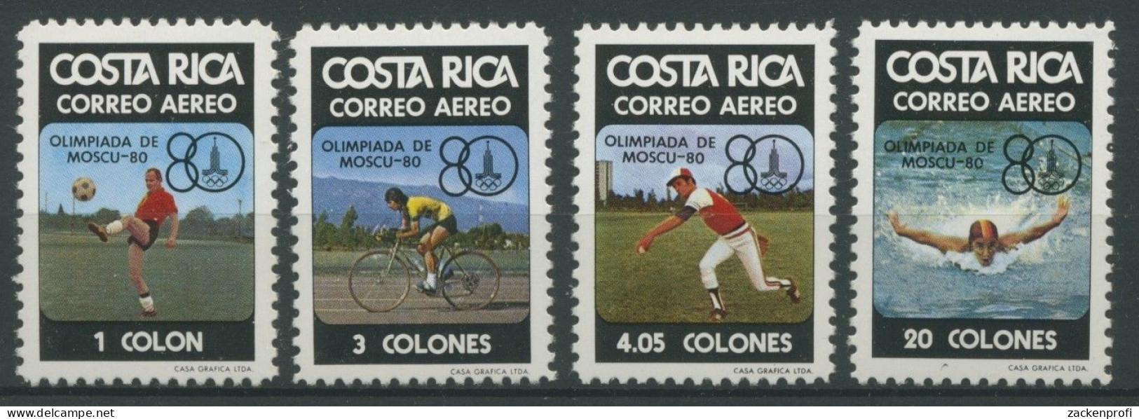 Costa Rica 1980 Olympiade Moskau: Baseball Radfahren Fussball 1065/68 Postfrisch - Costa Rica