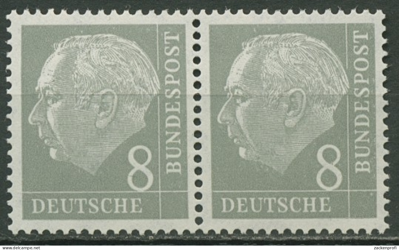 Bund 1954 Th. Heuss I Bogenmarken 182 X Ww Waagerechtes Paar Postfrisch - Unused Stamps