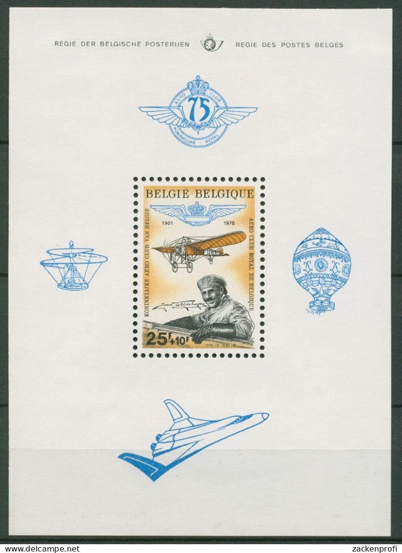 Belgien 1976 75 Jahre Königl. Aeroclub Emblem Block 43 Postfrisch (C91571) - 1961-2001